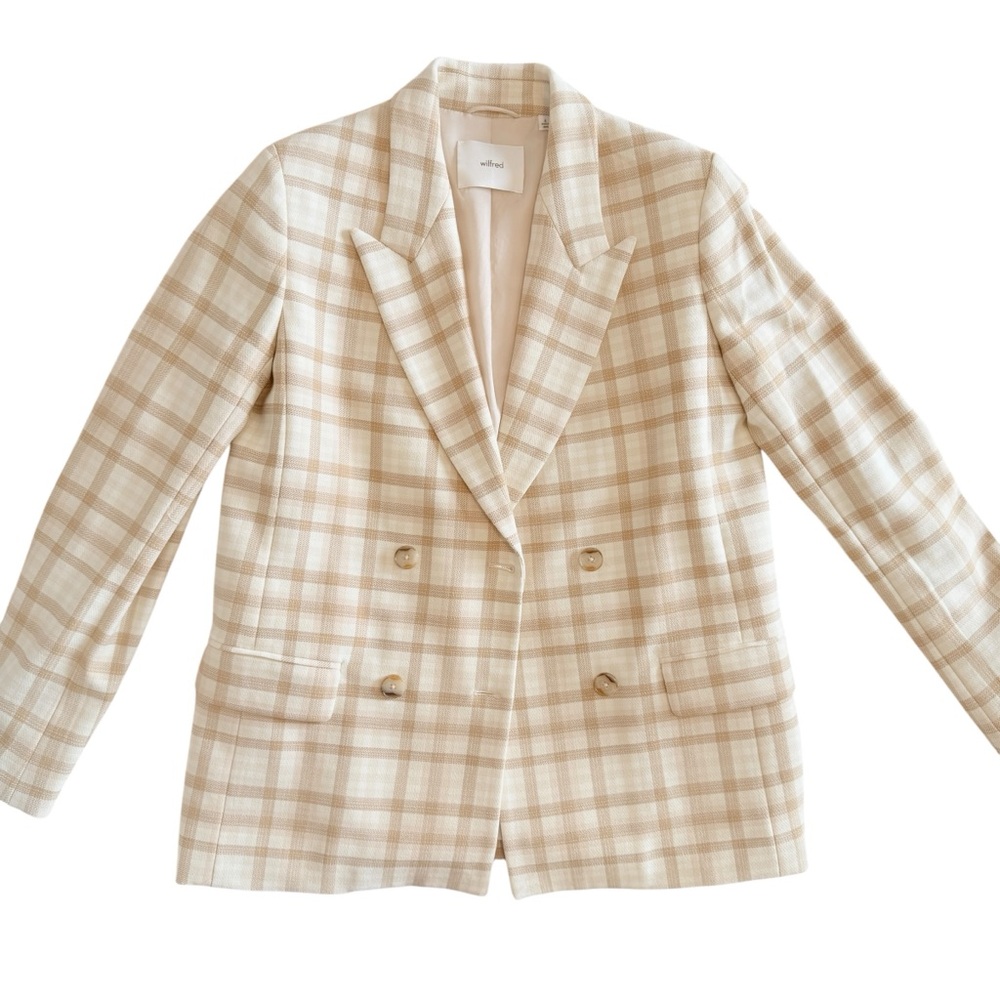 NWOT Wilfred Tan and Cream Plaid Blazer - Picture 9 of 16